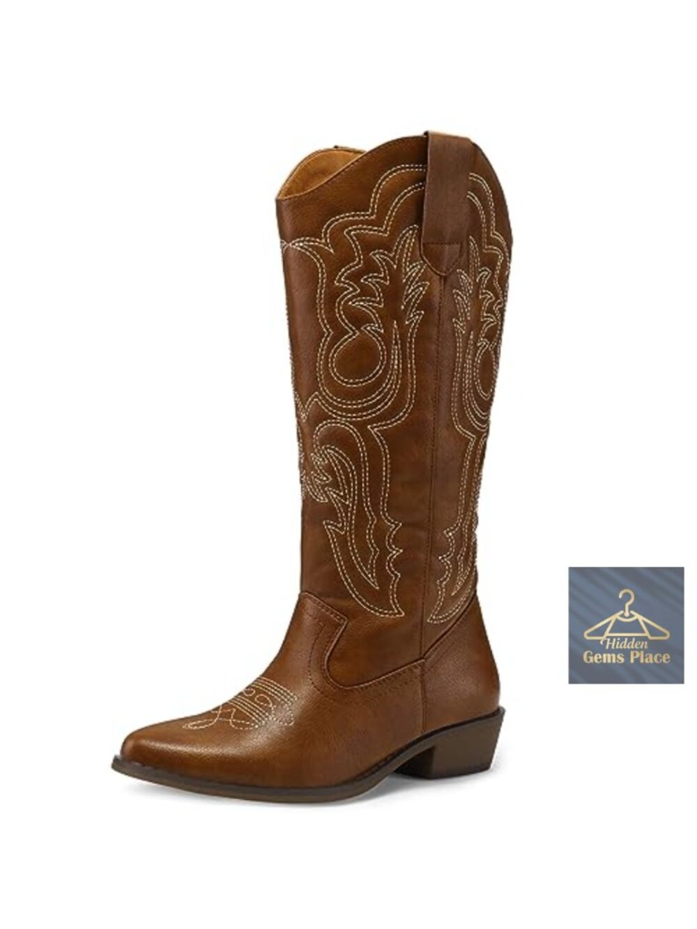 Women's Cowboy Boots Mid Calf Western Cowgirl Embroidery Pointed Toe